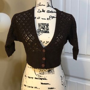 Brown Bolero-Style Cardigan